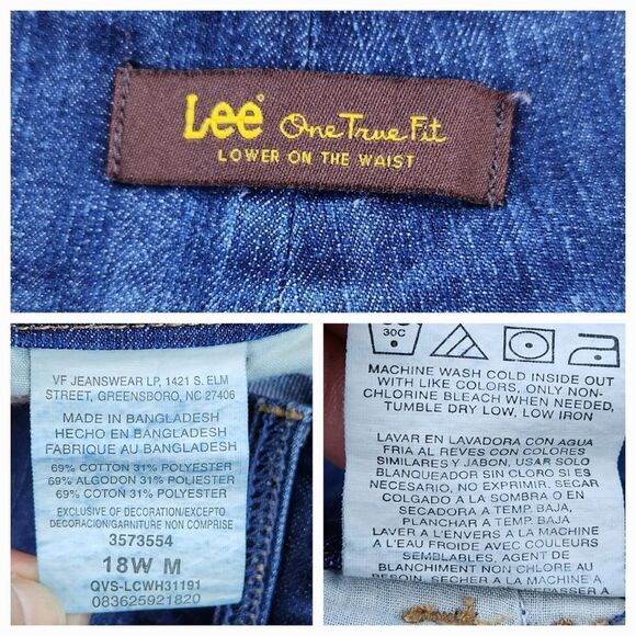 💇‍♀️Lee Dark Wash One True Fit Lower On The Waist Crop Jeans Size 18 - Picture 9 of 9